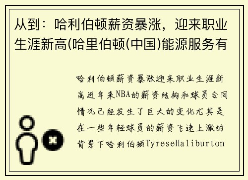 从到：哈利伯顿薪资暴涨，迎来职业生涯新高(哈里伯顿(中国)能源服务有限公司怎么样)